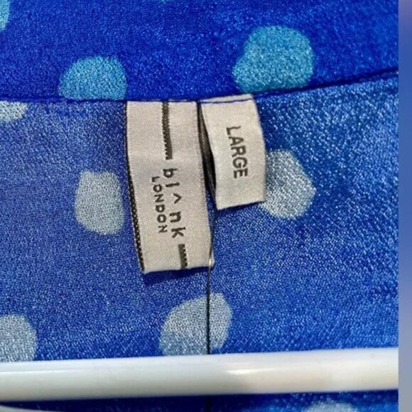 Anthropologie Bl^nk Coterie Embroidered Blue Polka Dot Tunic Dress Size L - Picture 6 of 10